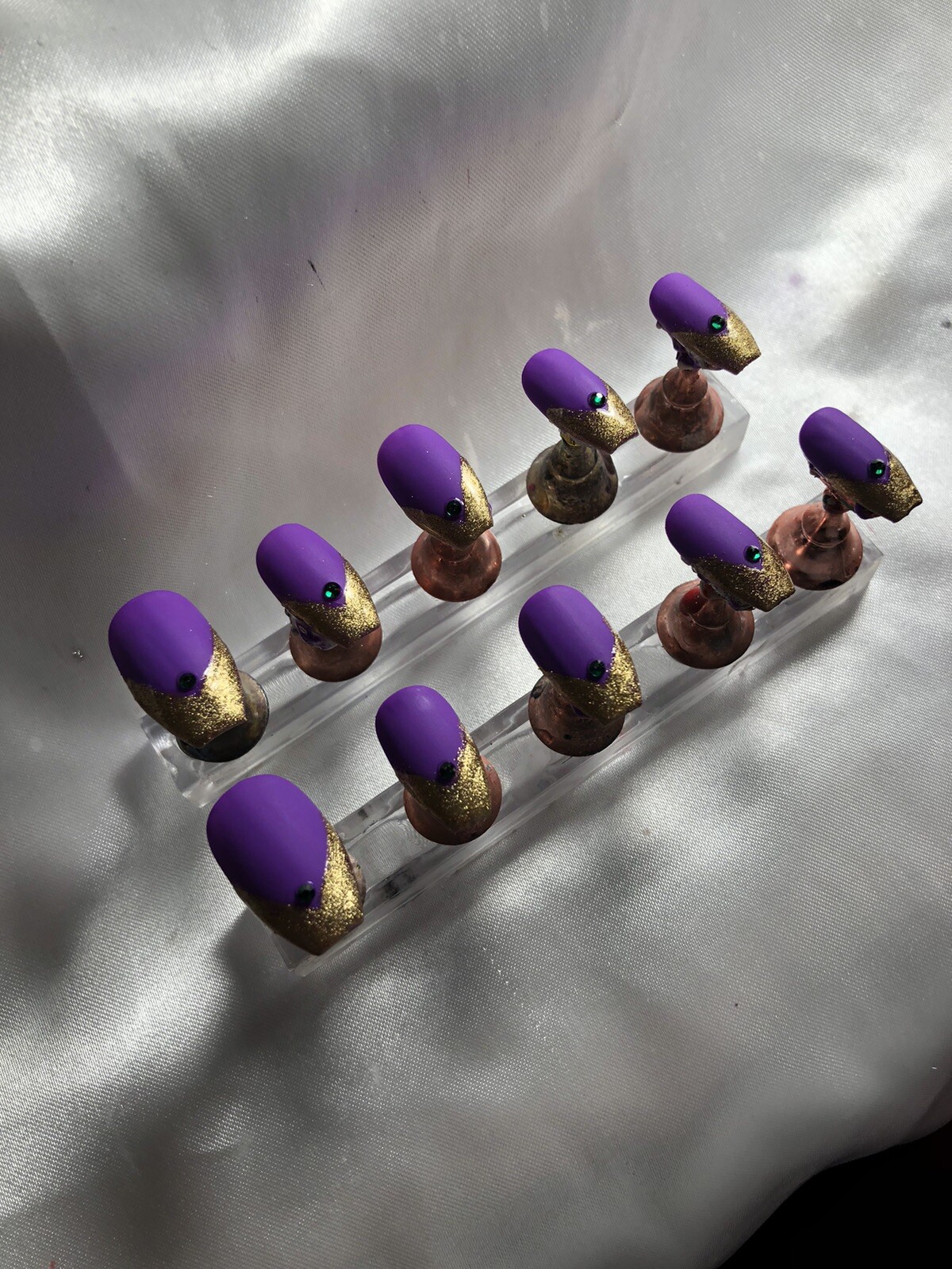 Z NAILZ! Gorgeous Set Of Handmade Custom Mardi Gras Press On Nails