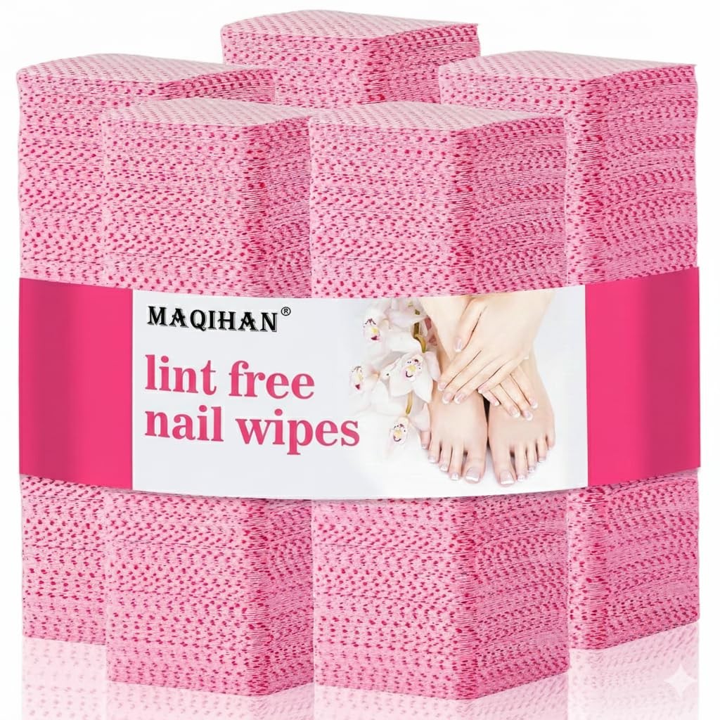 MAQIHAN 1200 Lint Free Nail Wipes – Pink Acetone Polish one size,
