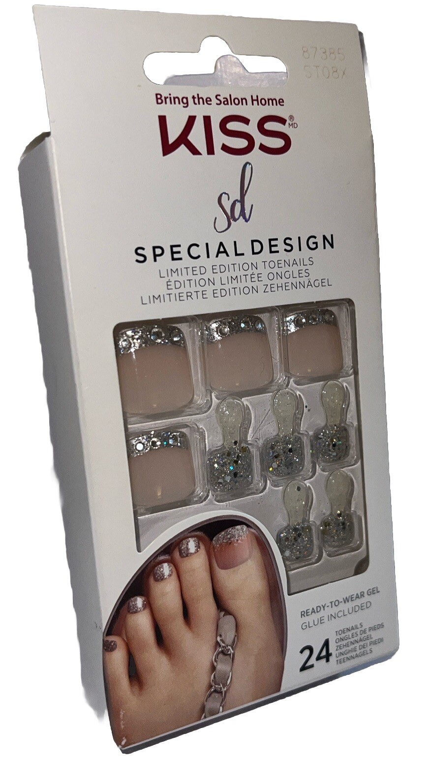 KISS SPECIAL DESIGN Toe Nails #87385 Sparkles/Stones New See Description & Pics