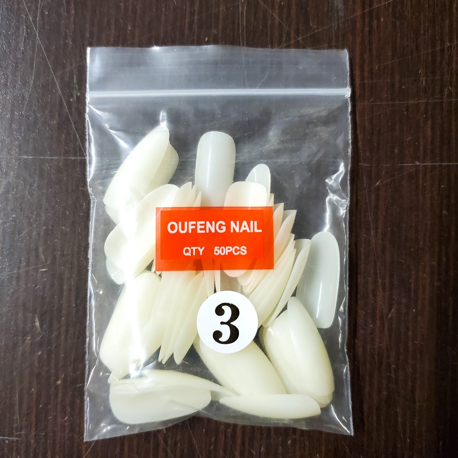 [PACK OF 50] Press-On White Acrylic Nail Tips Size #3 / 1″ Long Almond – NEW!