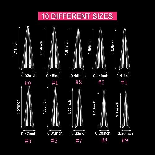 500PCS Stiletto Nail Tips Extra Long Nails Clear 500PCS XL Stiletto Nail Tips