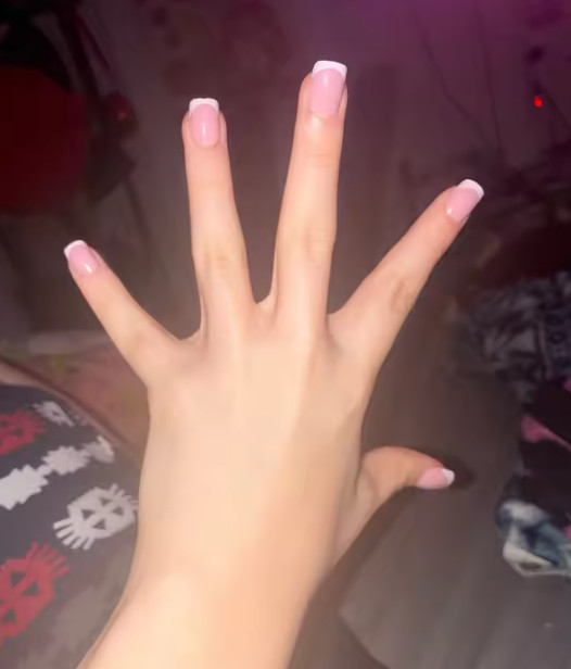24 Natural French Tips Press-On Nails Fast French Real Short Modern Square Pink