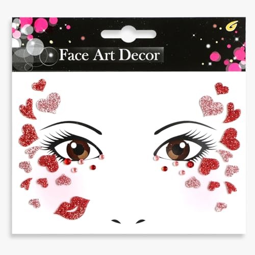Valentine’s Day Face Gems Face Jewels Stickers Red Love Heart Lip Self style1