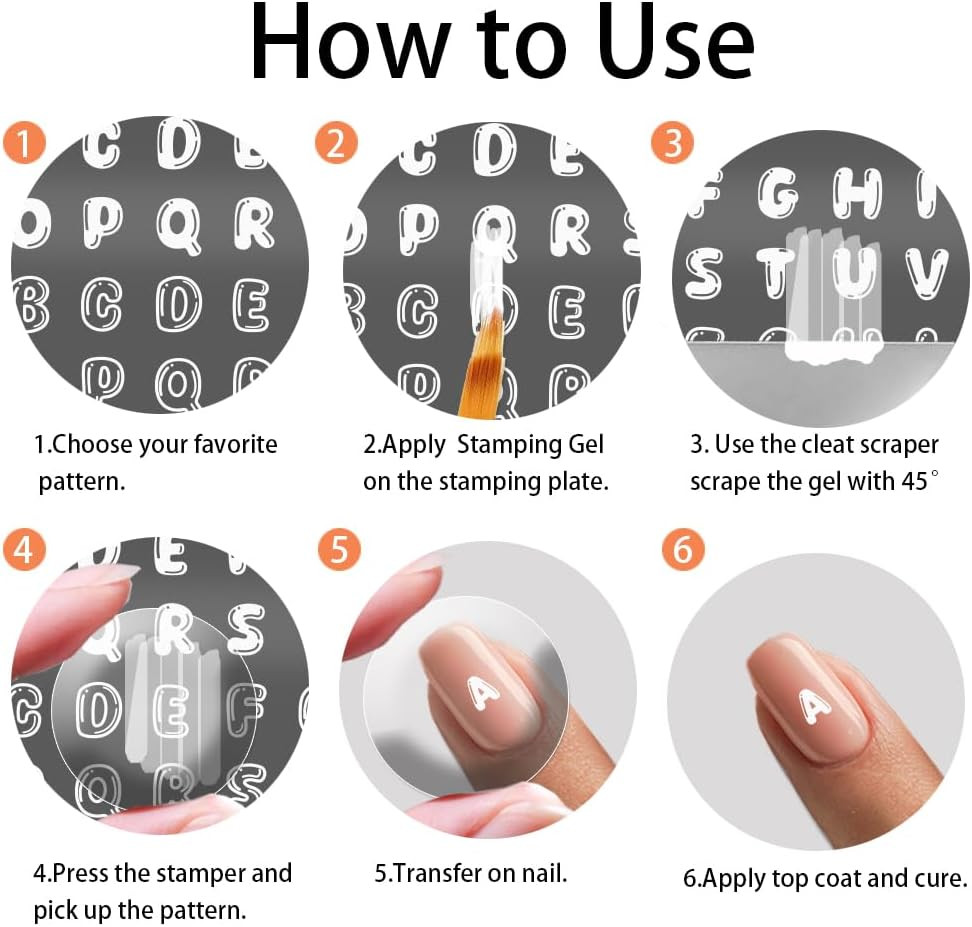 3pcs Letter Number Nail Stamping Plates, 3 Styles Alphabet Nail Stamper Typef…