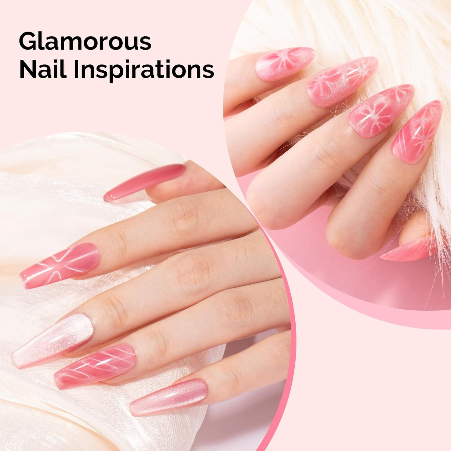 Nail Magnet Set, 21PCS Cat Eye Gel Nail Polish Magnets, round Square Double Ende
