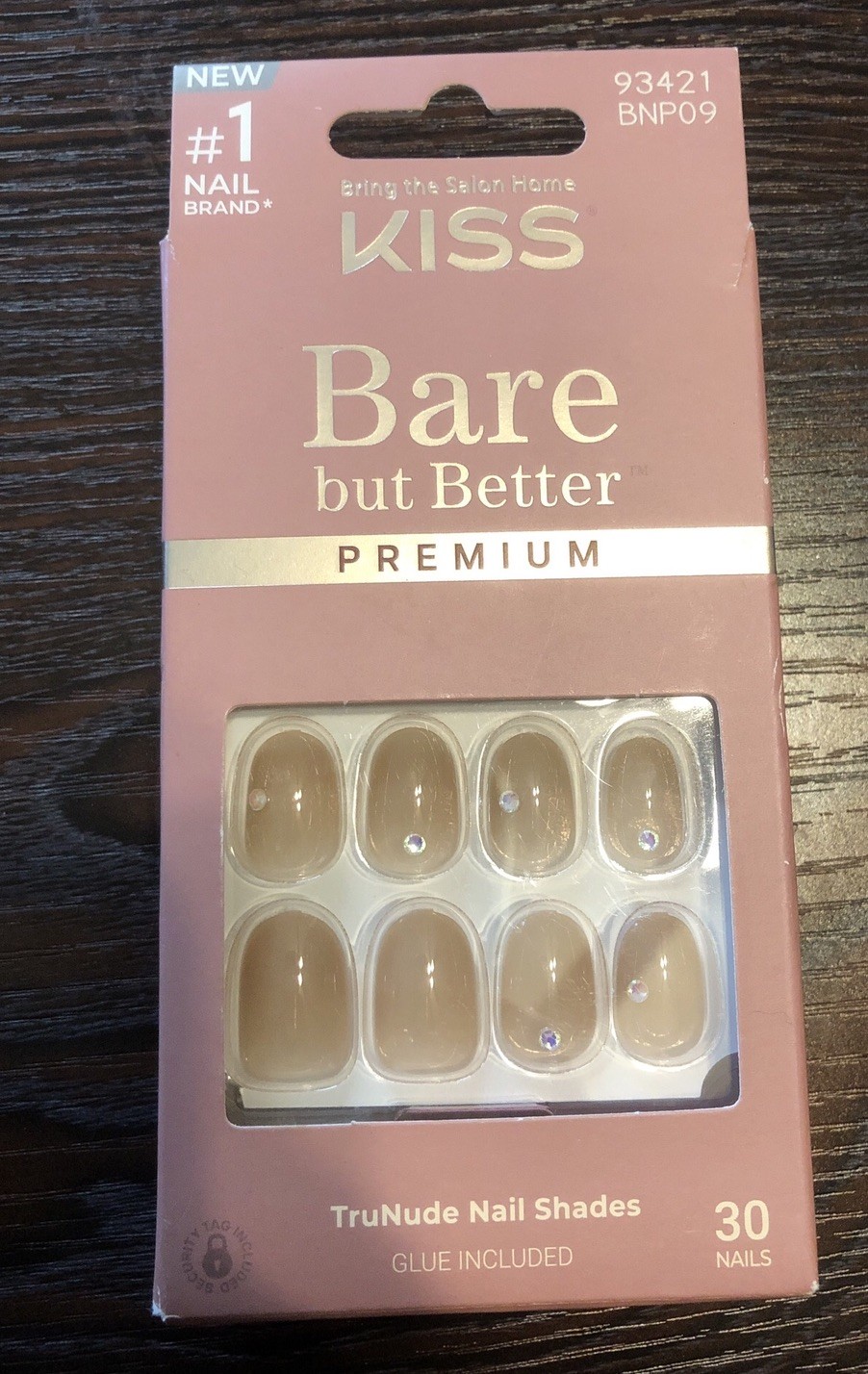 New Kiss Bare But Better Premium Nails Short Length Nude Pink + Jewels BNP09