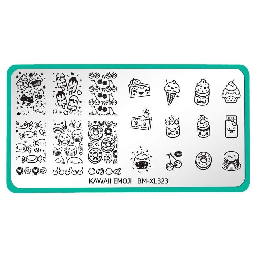 Maniology Bundle Monster BM-XL323 Kawaii Emoji Food Candy Donut Nail Stamp Plate