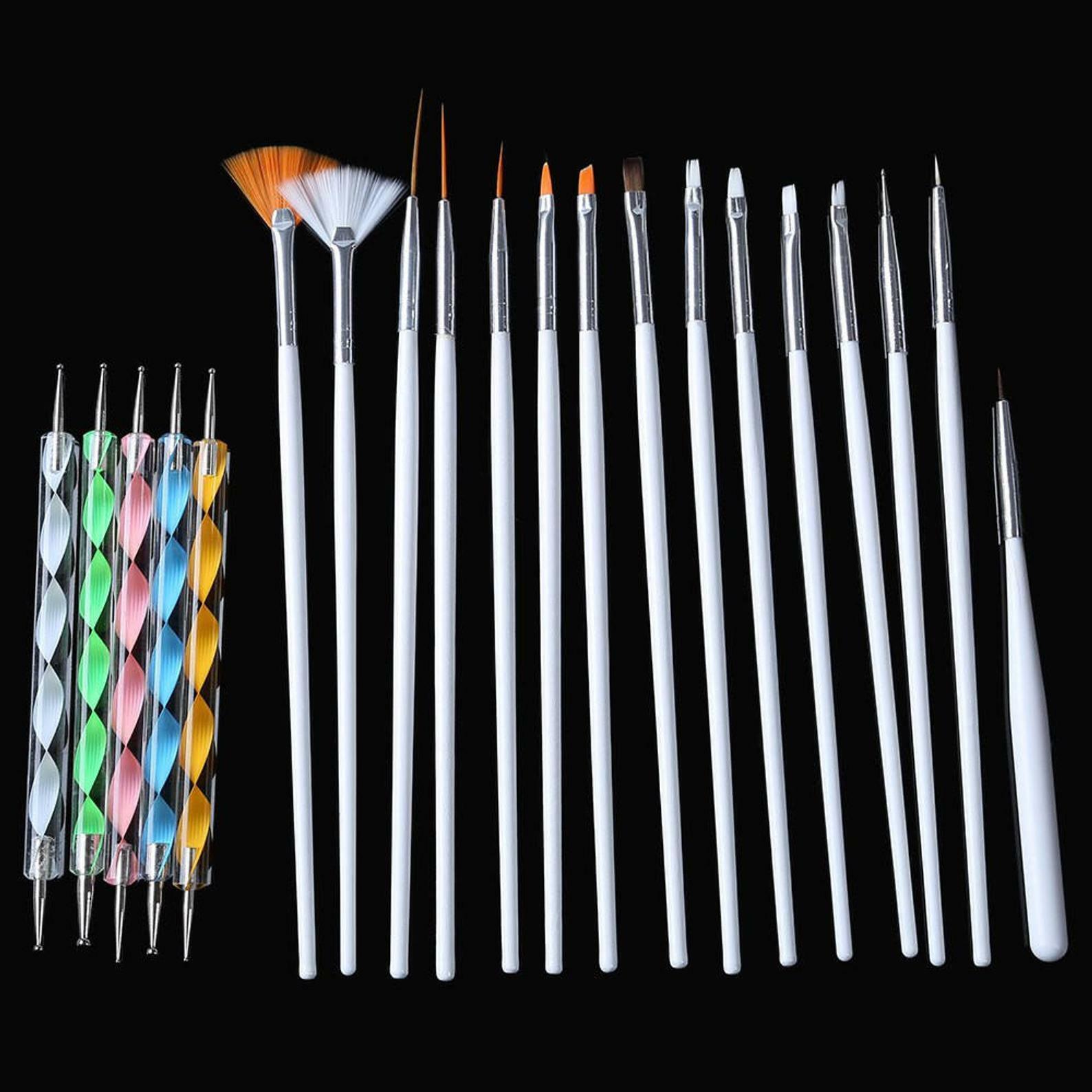 20PCS/Set Nail Art Design Dotting Painting Draw Polish Brush Pen Tools US Ship