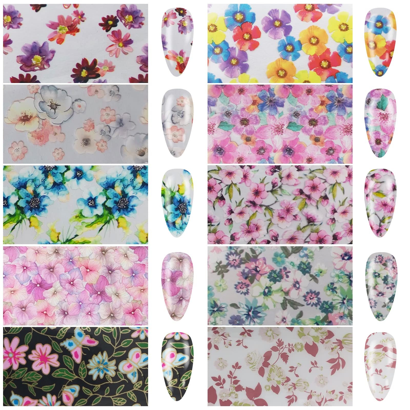 30 Sheet Nail Art Foils Flower Marble Holographic Trsnfer Nail Foil Sticker D…