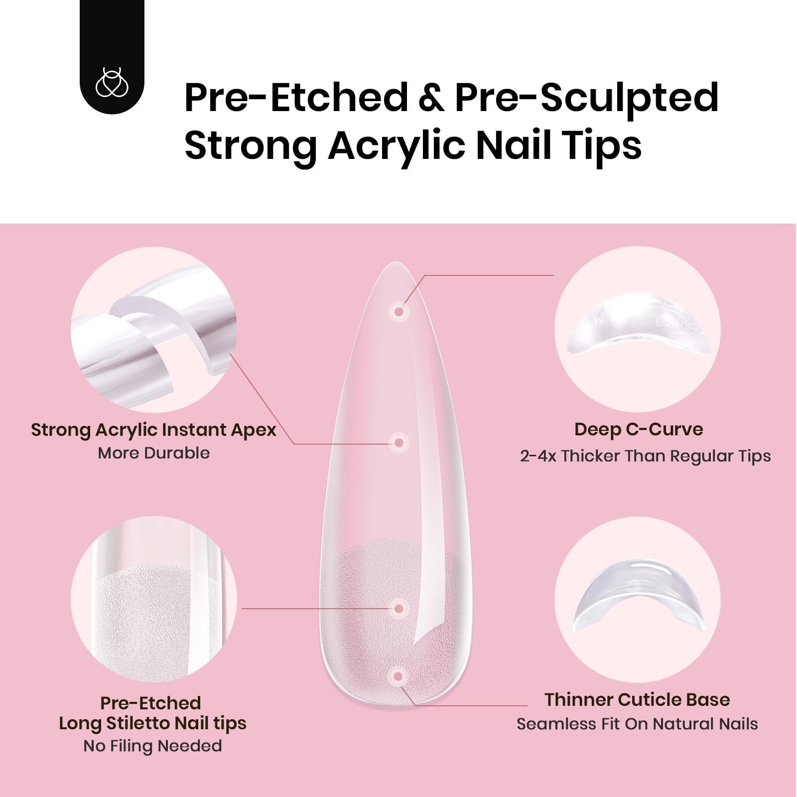Beetles Tipex Instant Apex Long, 1 – Nails Only | Long Stiletto | 512