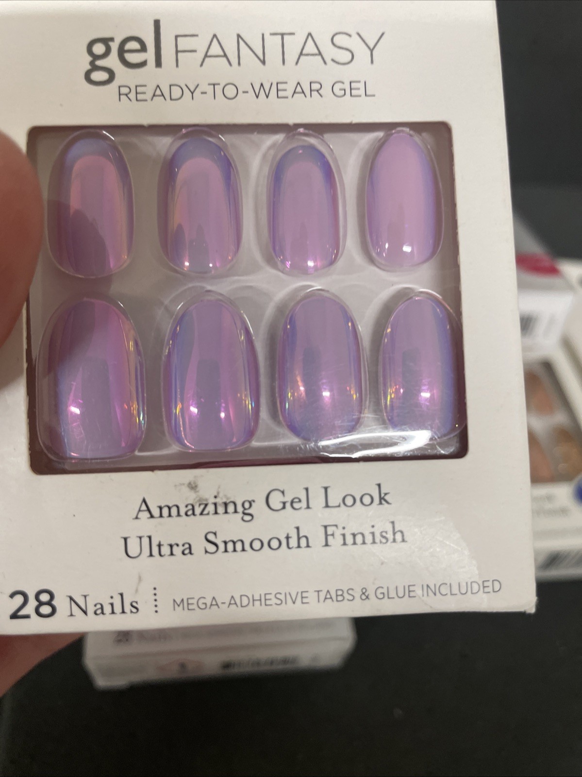 6 Kiss Glue-On Nails Lot Jelly Fantasy, Gel Fantasy, Glam Fantasy Long Med.