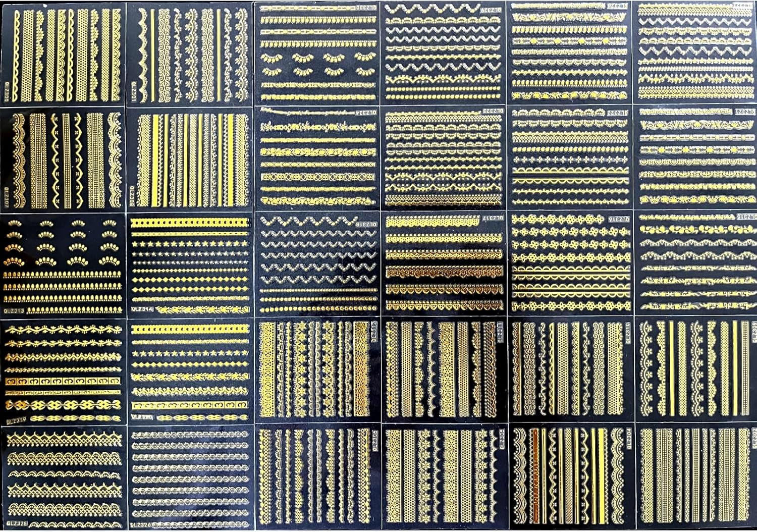 30 Sheets Gold Line Nail Art Stickers Gold Lace Nail Stickers 3D Self-Adhesive G