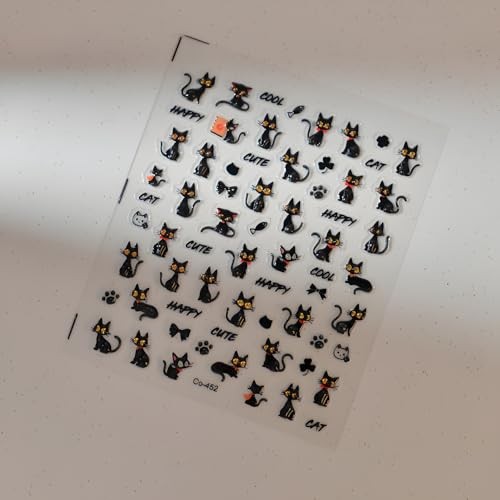 Halloween Nail Sticker for Nail Art Nail Stickers 5D Self-Adhesive Black Cat