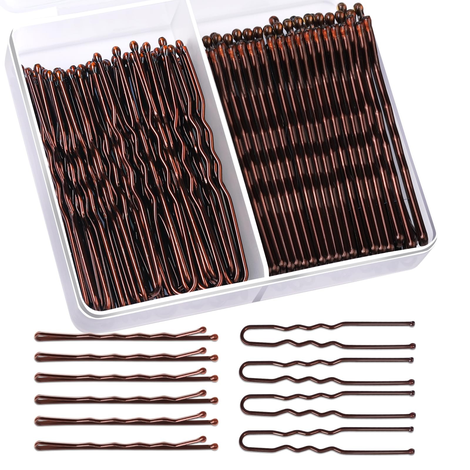 Teenitor 100Pcs Bobby Pins for Women, 1 Count (Pack of 100), Brown