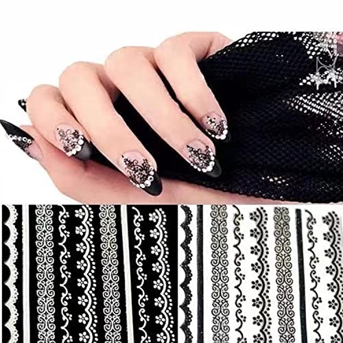 Black Lace 3D Nail Art Sticker Decal – Dots Flower Self-adhesive Design for