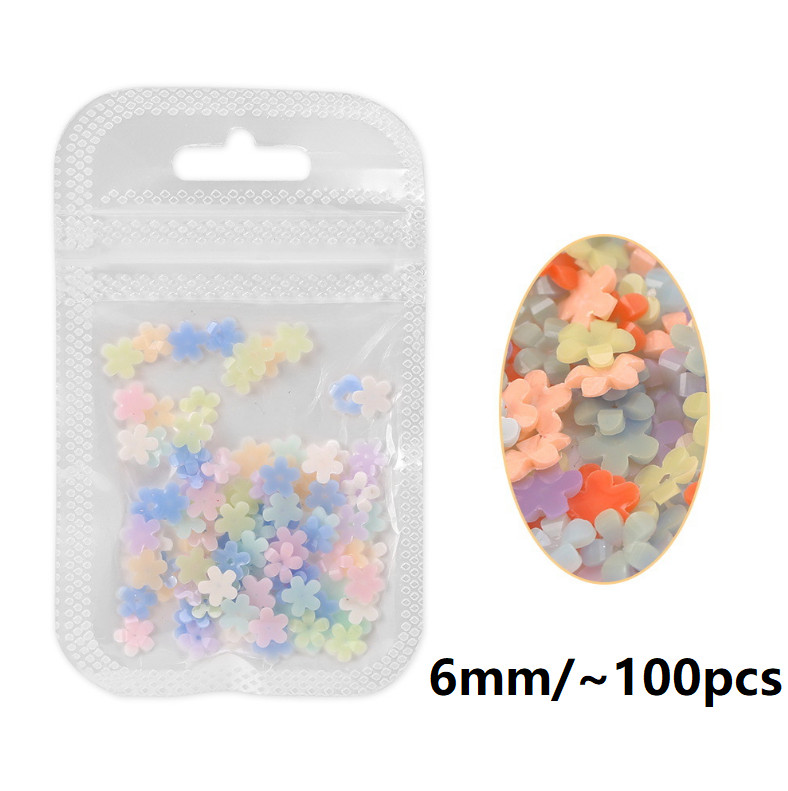 Mixed Nail Art Manicure 3D Color Change Five-Petal Flower Nails Gem Decors NH25