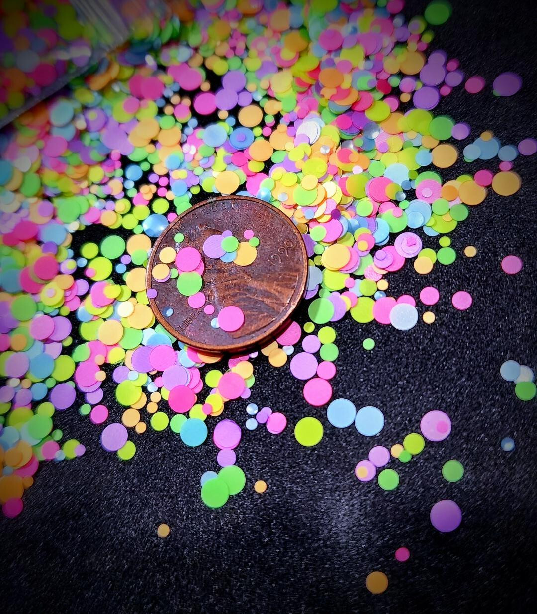 1,2,3MMDOT Mixed Neon DOT Glitter~Nail Art•Acrylic•Gel•Body Art•Festival•Crafts