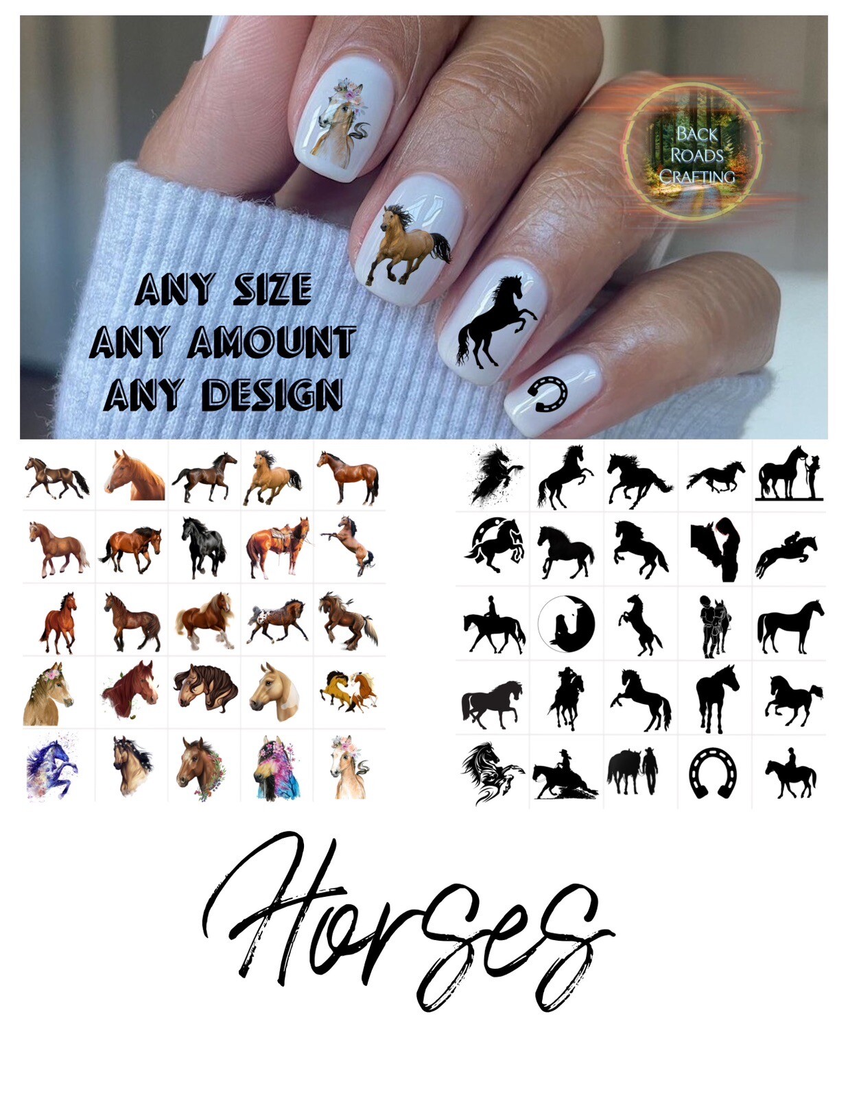 Horses Waterslide Nail Decals Set Of 50 Instructions & Bonus