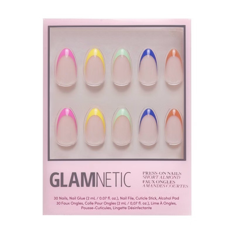 Press-On Women’s Fake Nails Sprinkles 30ct Almond Gloss French Glamnetic