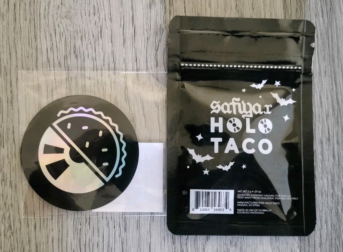 SAFIYA x HOLO TACO *EMPTY* Collection Box + Bat Glitters Pack + HT Logo Sticker