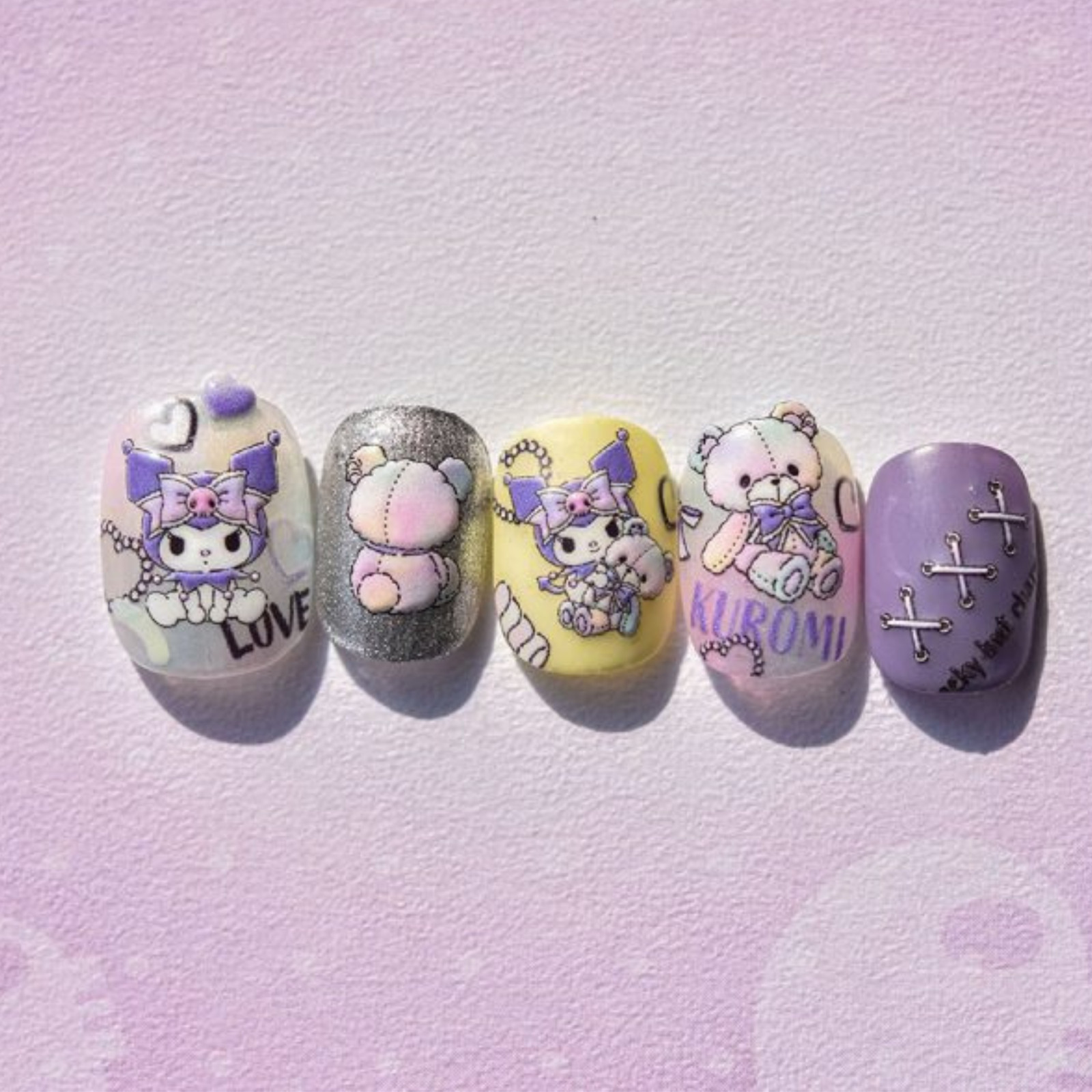 Kuromi 3D Nail Stickers Kids Sanrio Nail Stickers Non-Toxic Sanrio Party Favors