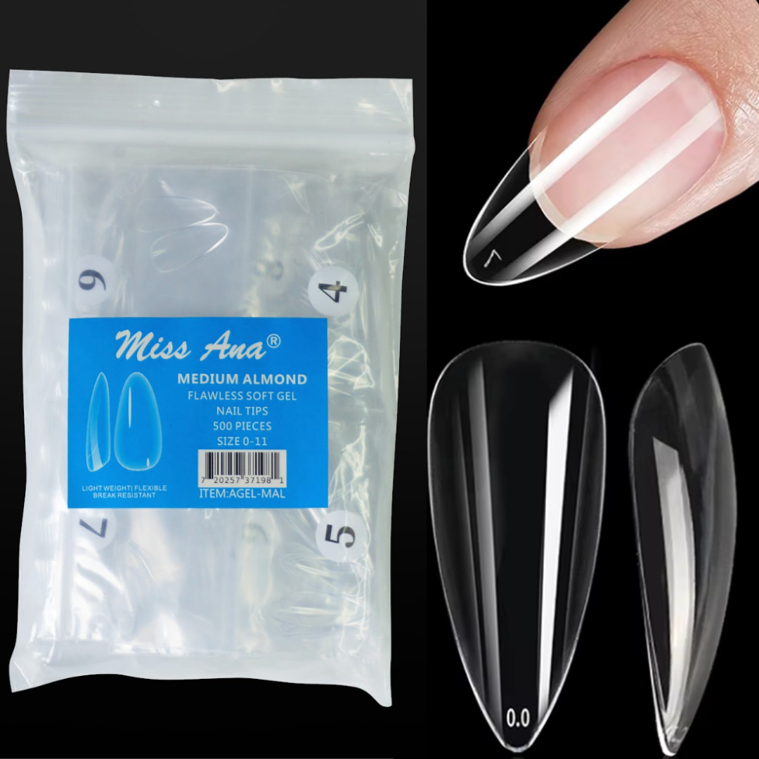 500 pcs Nail Tips GEL Extensions Full Cover ALMOND | COFFIN | ALMOND SOFT GEL