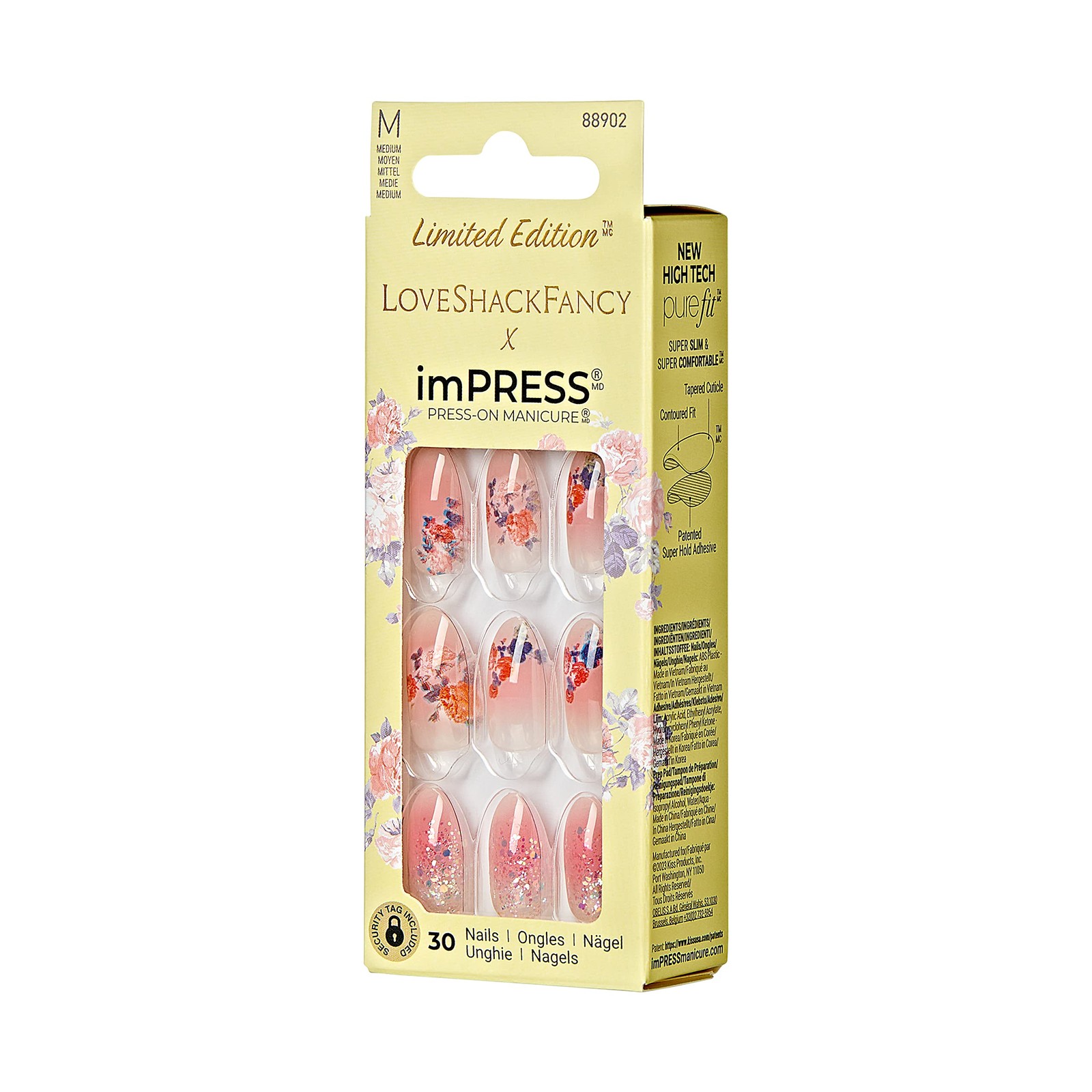 KISS LoveShackFancy x imPRESS Press-On Manicure Limited Edition, Medium, Pink