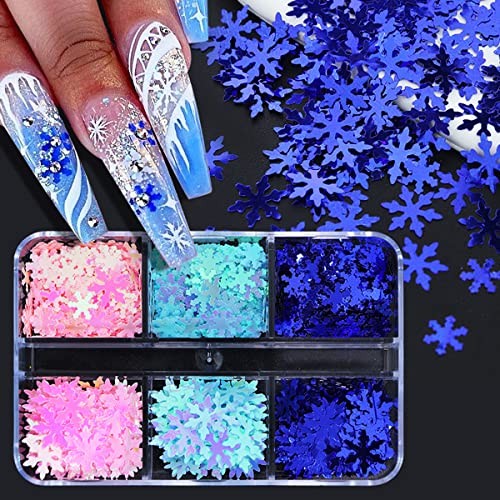 Blue Snowflakes Glitter Sequin for Nail Art Decorations, DIY Snowflake Nail