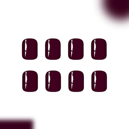 Purple Press on Nails – Dark Purple Fake Nails | Short Square Acrylic A24