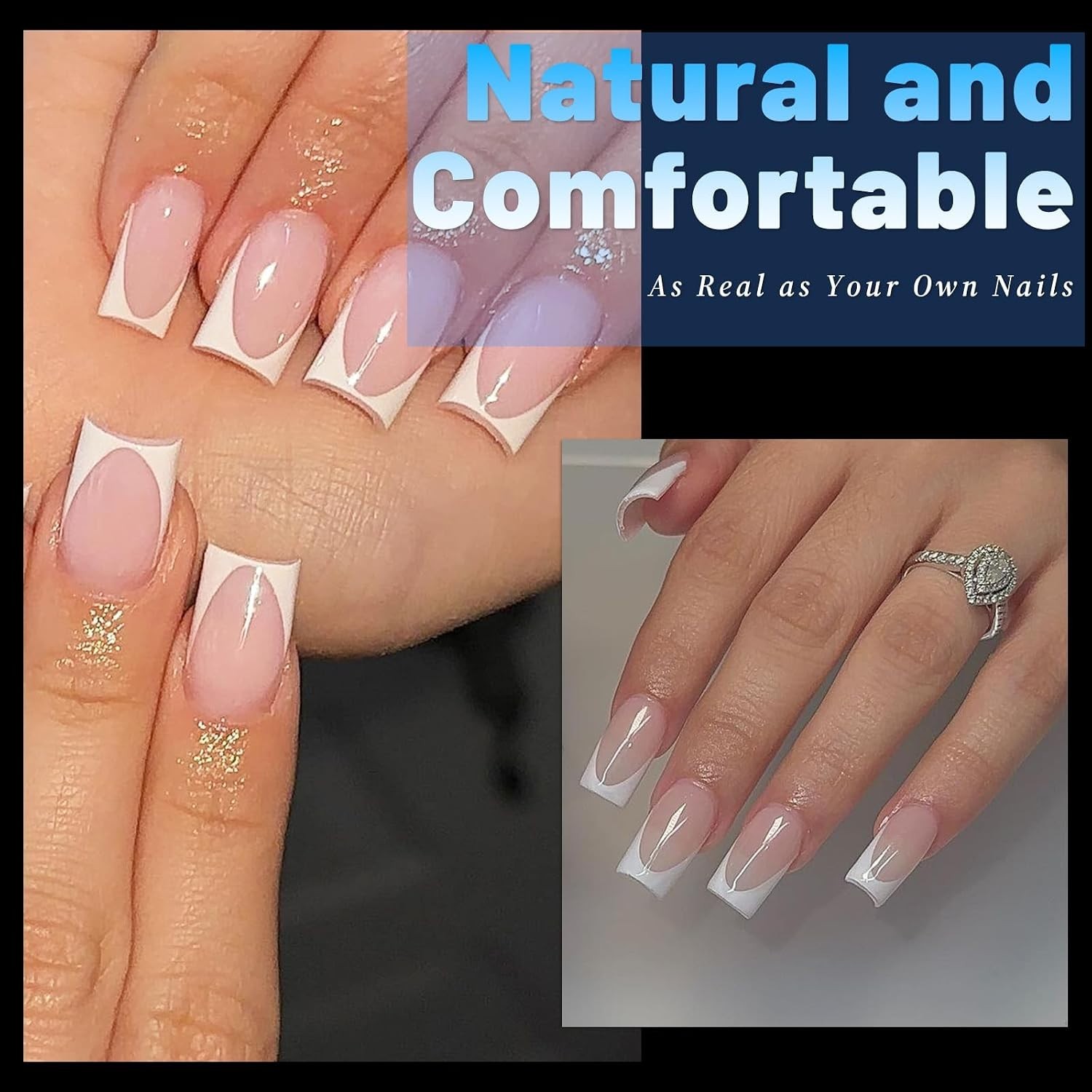 240Pc Square Gel Nail Tips Short Fake Nails Clear Press on Nails Acrylic Nails