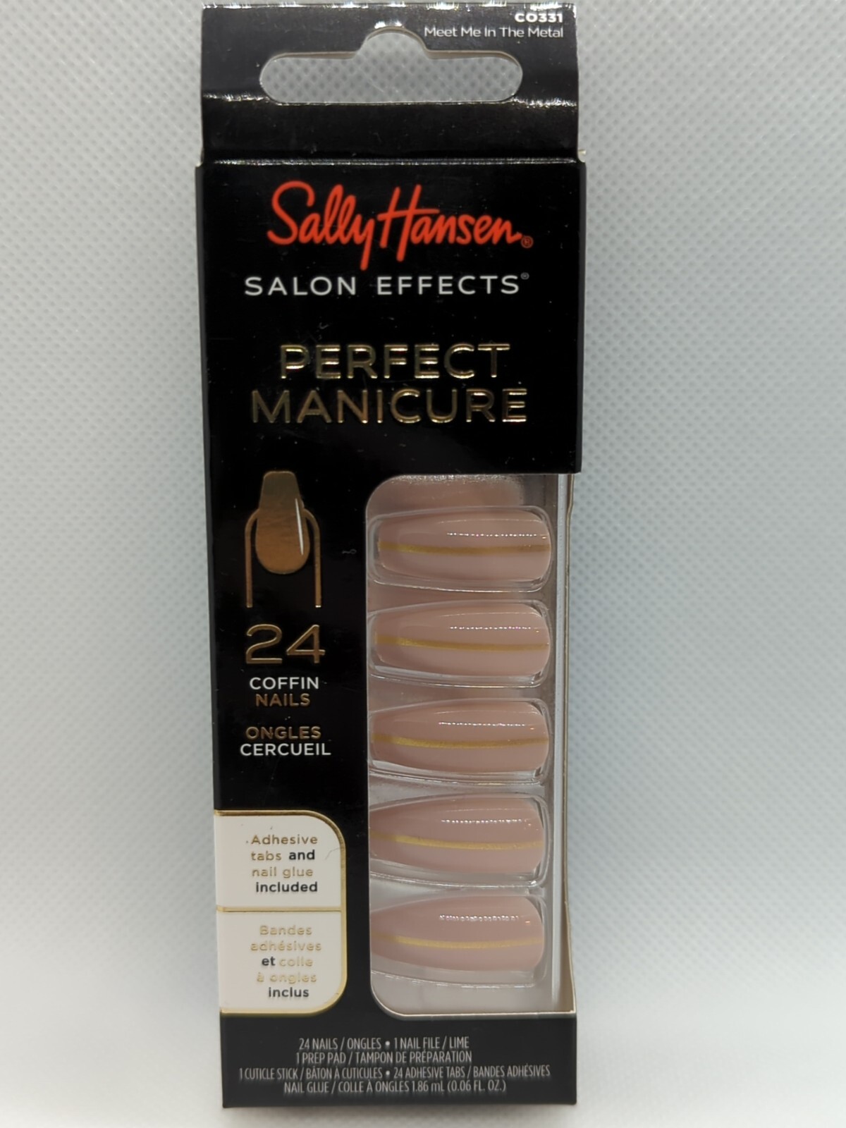 Sally Hansen Perfect Manicure Salon Effect, Meet Me in the Metal-24 Coffin Nails
