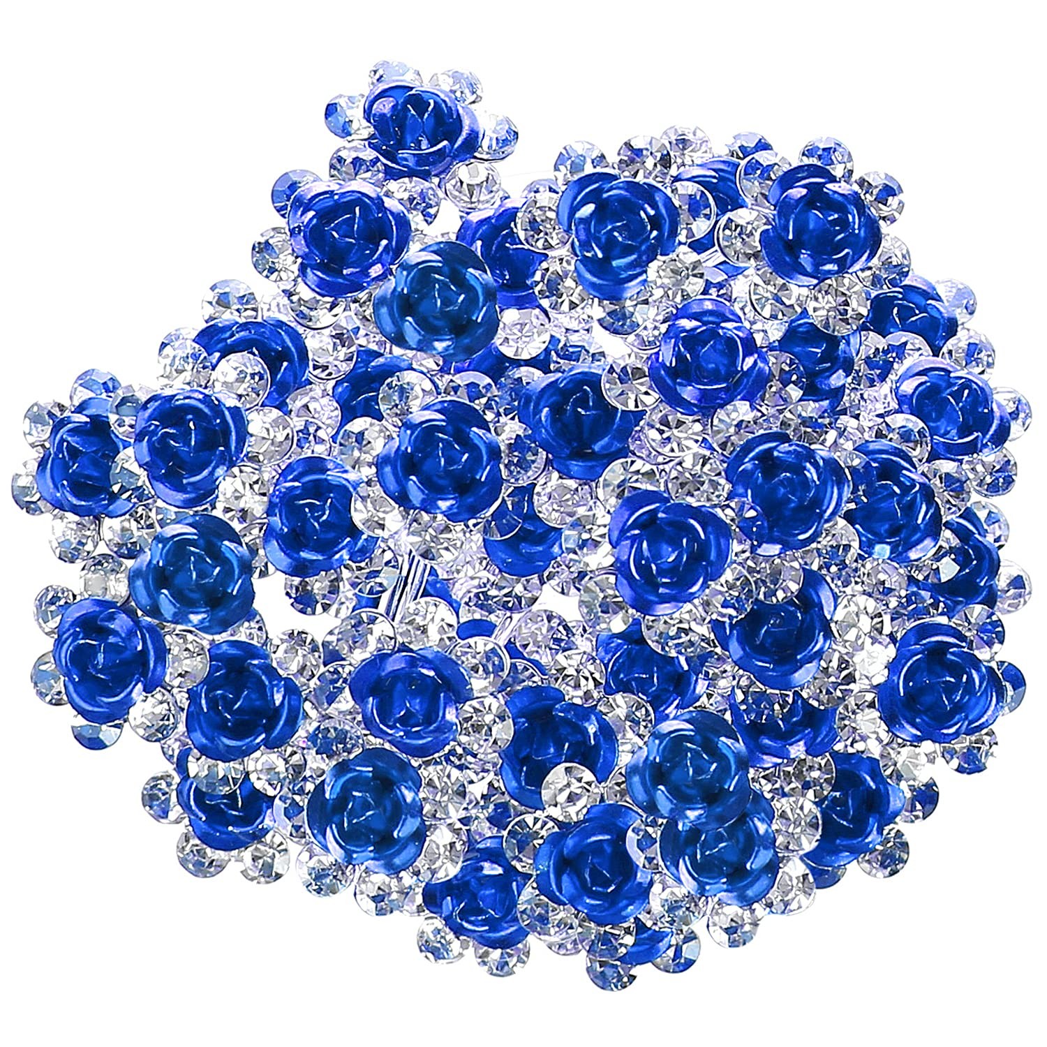BETITETO 40 Pcs U-Shaped Flower Rhinestone Hair 40 Count (Pack of 1), Blue