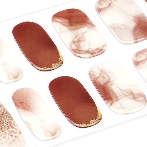 Semi Cured Gel Nail Strips Marble () Gold Glitter Gel Nail Desert Rose