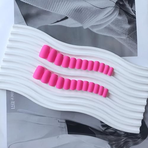 Matte Hot Pink Press on Nails Short Medium Square Glue on square mat hot pink