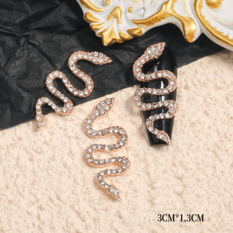 3D Glitter Rhinestones DIY Charm Alloy Snake Nail Art Decoration Manicure metal