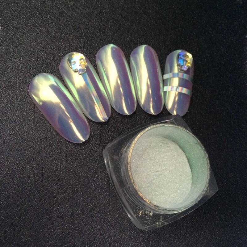 AURORA CHROME UNICORN NAIL POWDER Mermaid AB MIRROR Effect RAINBOW Crystal (um)