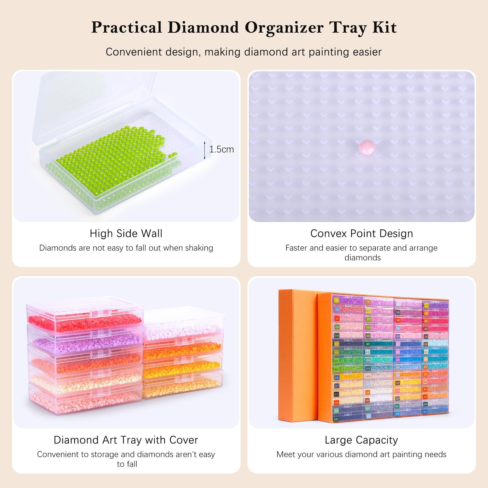 PP OPOUNT 60 PCS Diamond Art Storage Trays for Diamonds Storage & Line-Up, 2-…