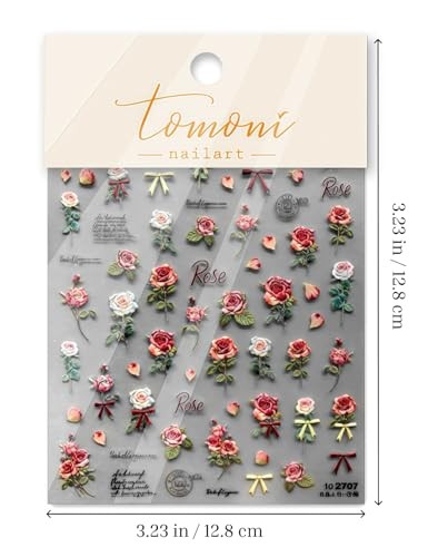 Retro Rose Nail Stickers 5D Embossed – Premium Salon-Quality Floral Nail Roses