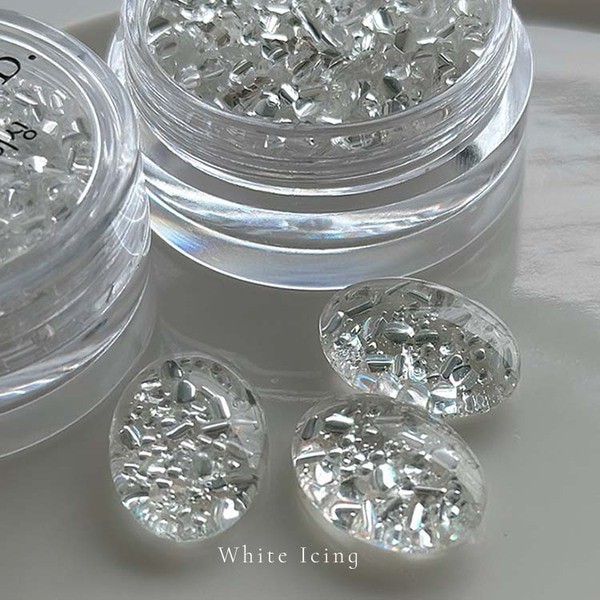 Bonnie B White Icing Nail Glitter Aurora Clear Ice Effect Chunky Mix Nail Art