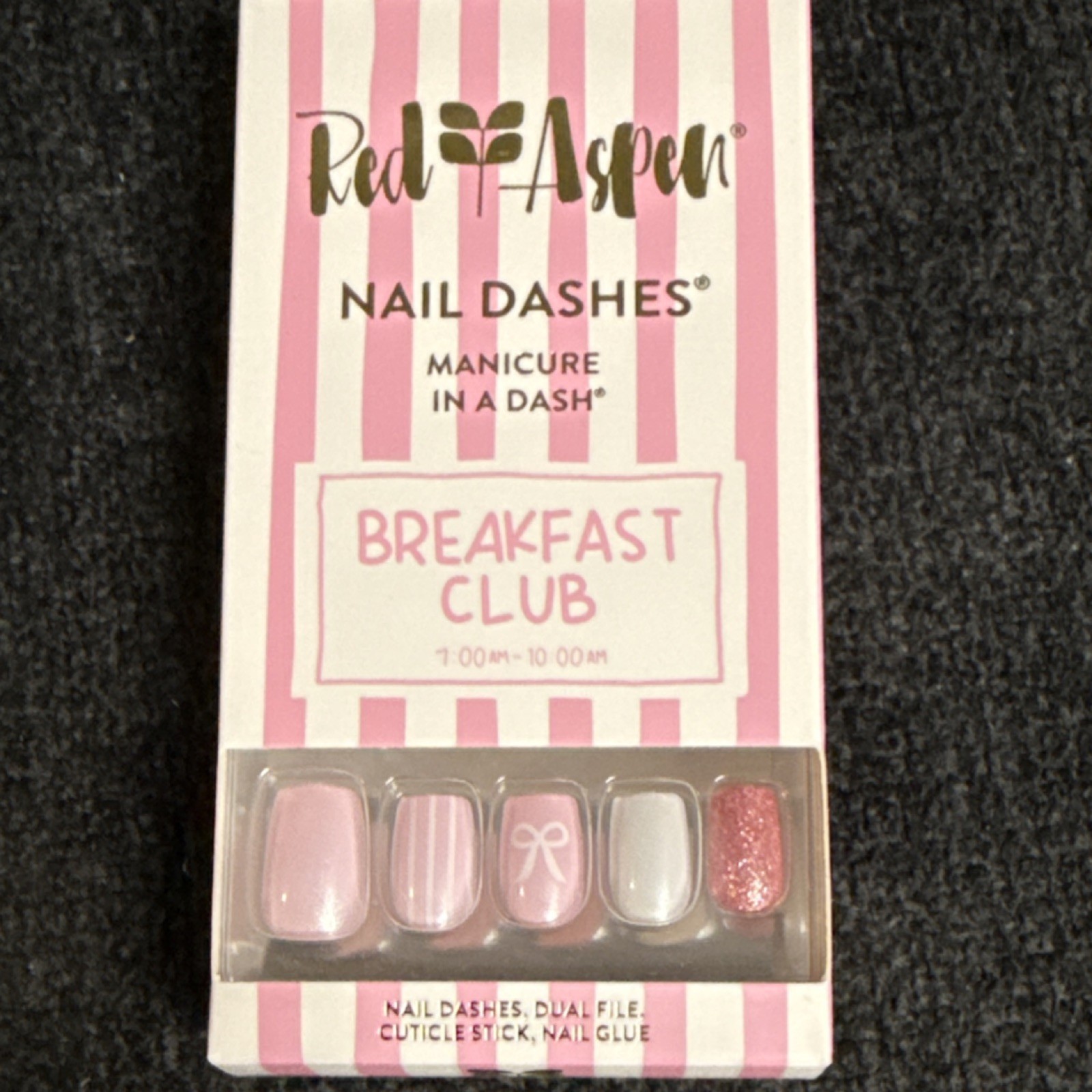 B. F. Beyou Breakfast Club Press-On Nails Pink/White Glitter Square Short