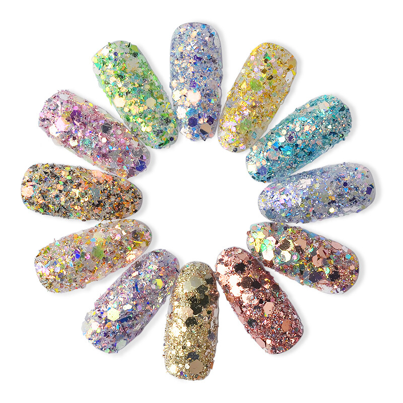 12 Colors Glitter Powder Dust Nail Art Nail Art Sequin 3D Decoration Manicure