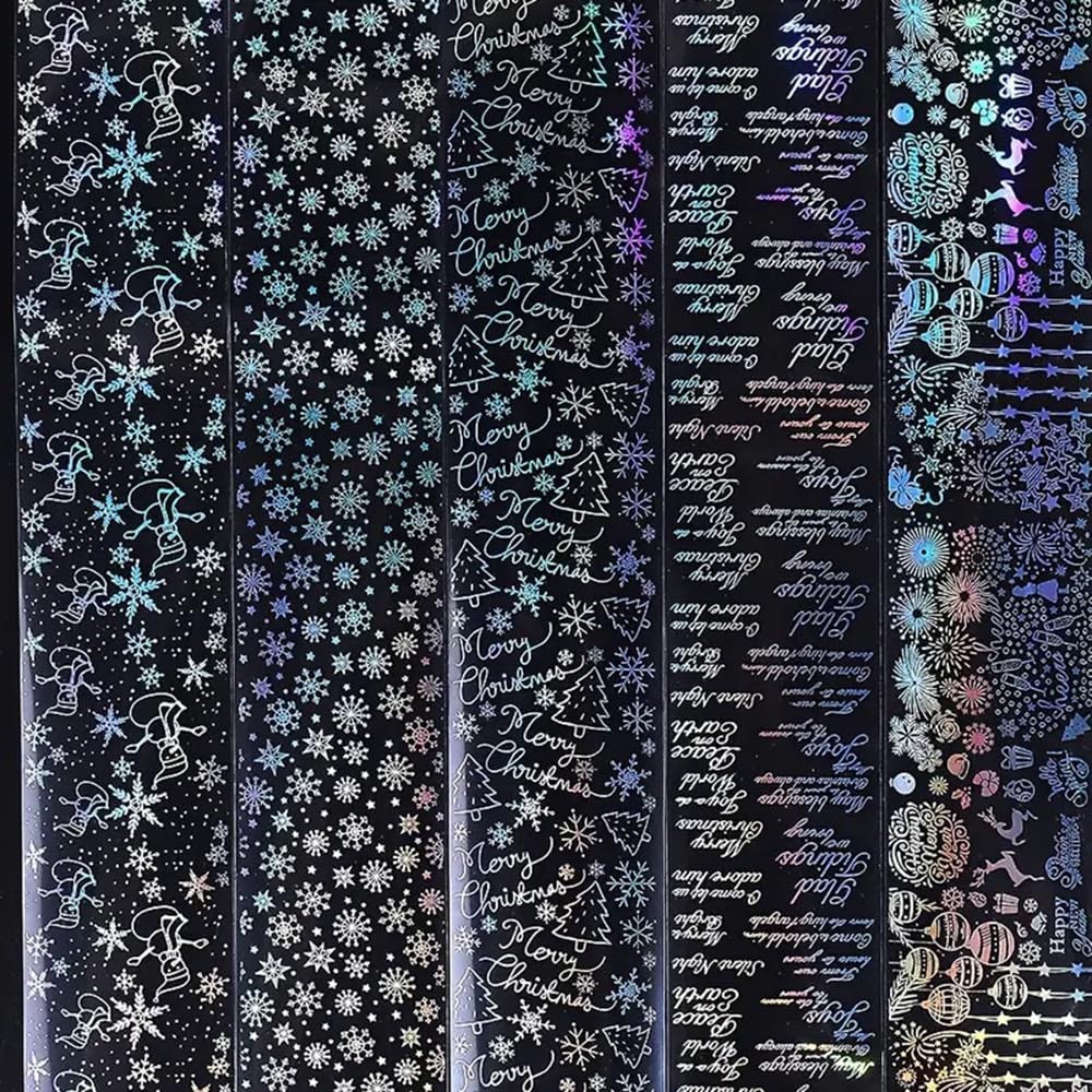 Christmas Snowflake Nail Foil Transfer Stickers, 10 Rolls Nail Art Supplies N…