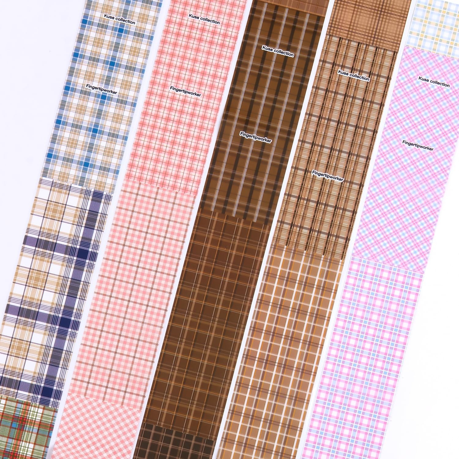 10 Rolls Plaid Nail Art Foil Transfer Sticker Colorful Checkered Pattern | Ho…