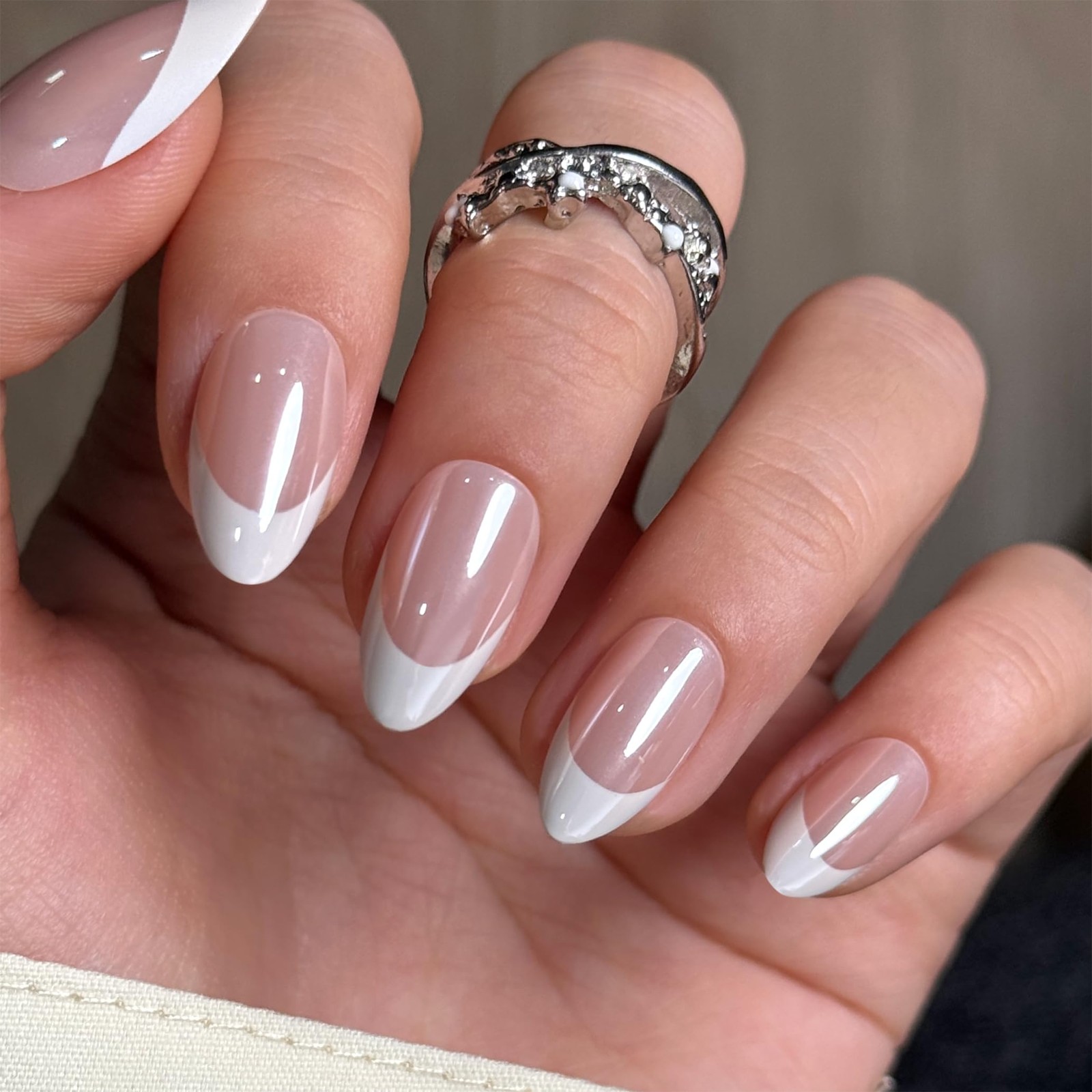 CurvLife Soft Press on Nails, 30Pcs 15 Sizes French Nail Tips, Full Cover Des…
