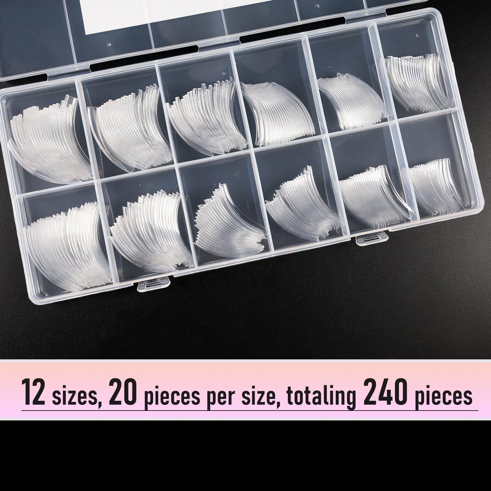 Wellquinn Curved Square Nail Tips Press on Full Cover Extra Long, Clear