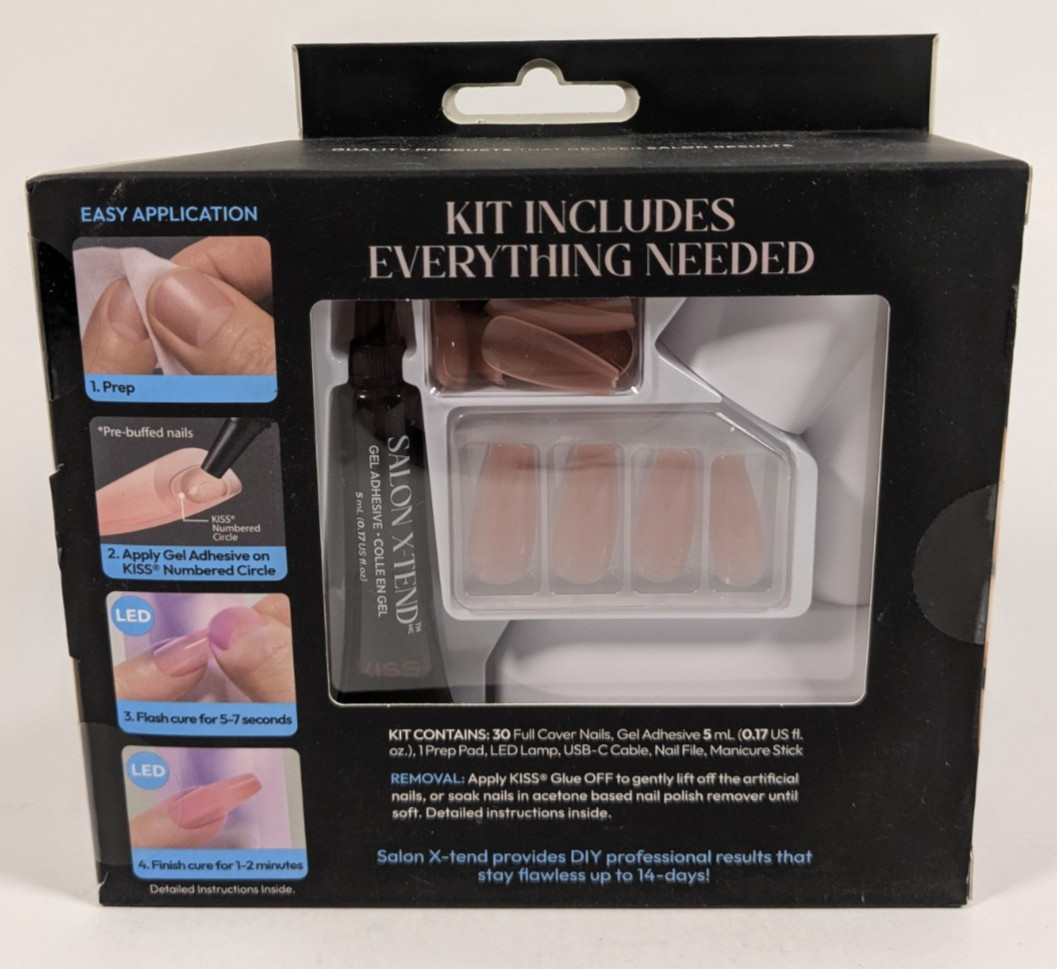 Kiss Salon X-tend LED Soft Gel System Kit – w/ 30 Tone Sculpted Long Color Nails
