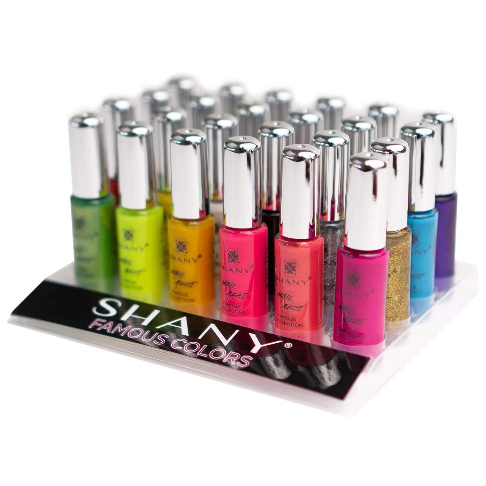 Nail Art Set – 24 Colors Glitter, Metallic, Neon & Matte Polish with Thin Brush