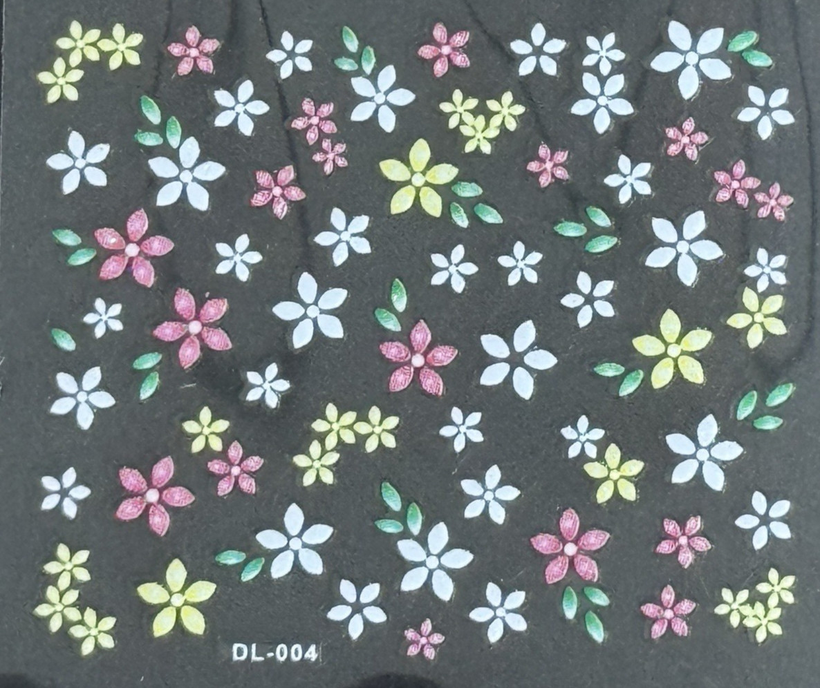 3D Nail Art Mini Flower, Heart, Bows Adhesive Stickers Floral Decals Transfers