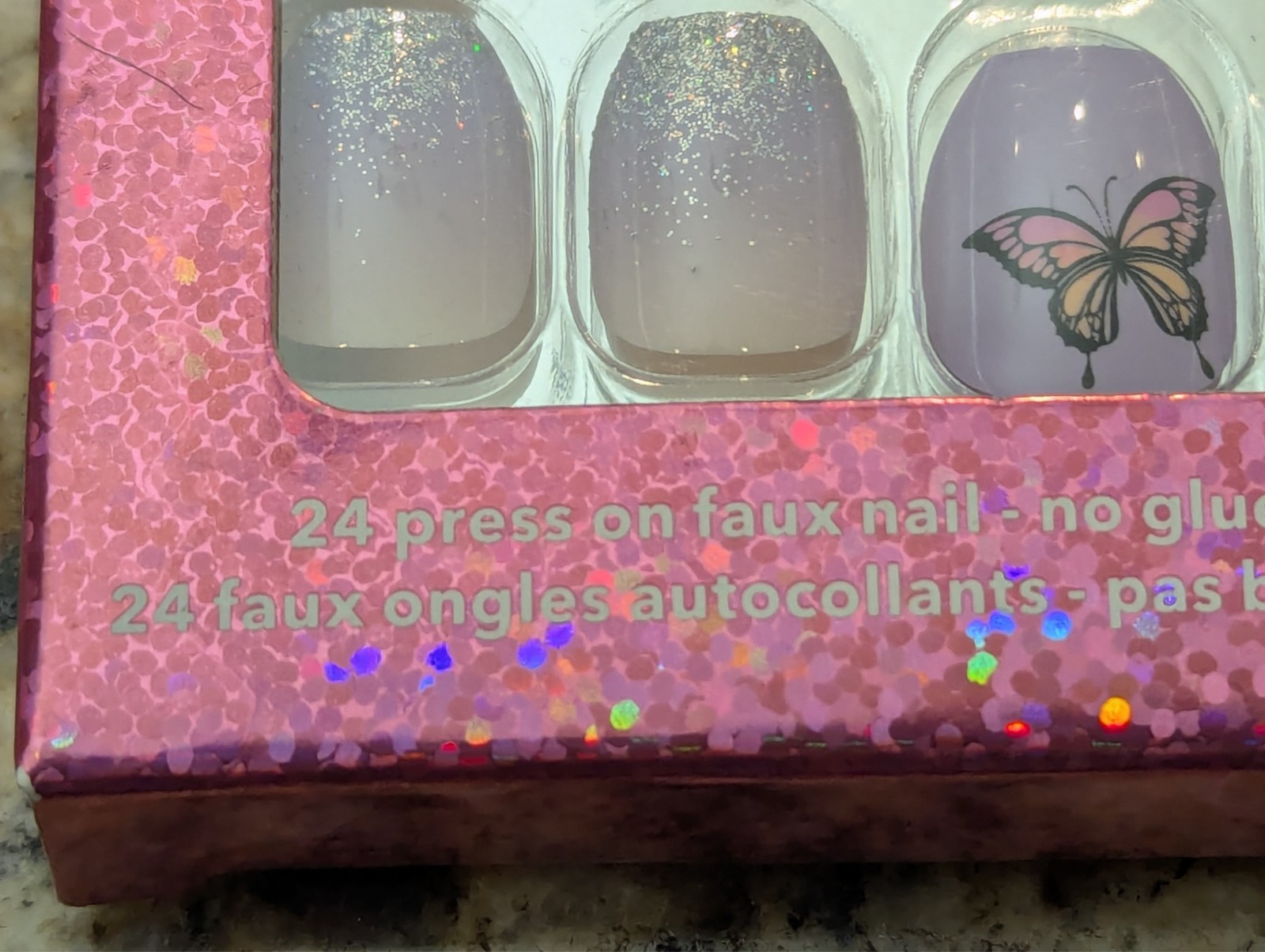 Claire’s Girls Faux Nails Butterfly Purple 24ct