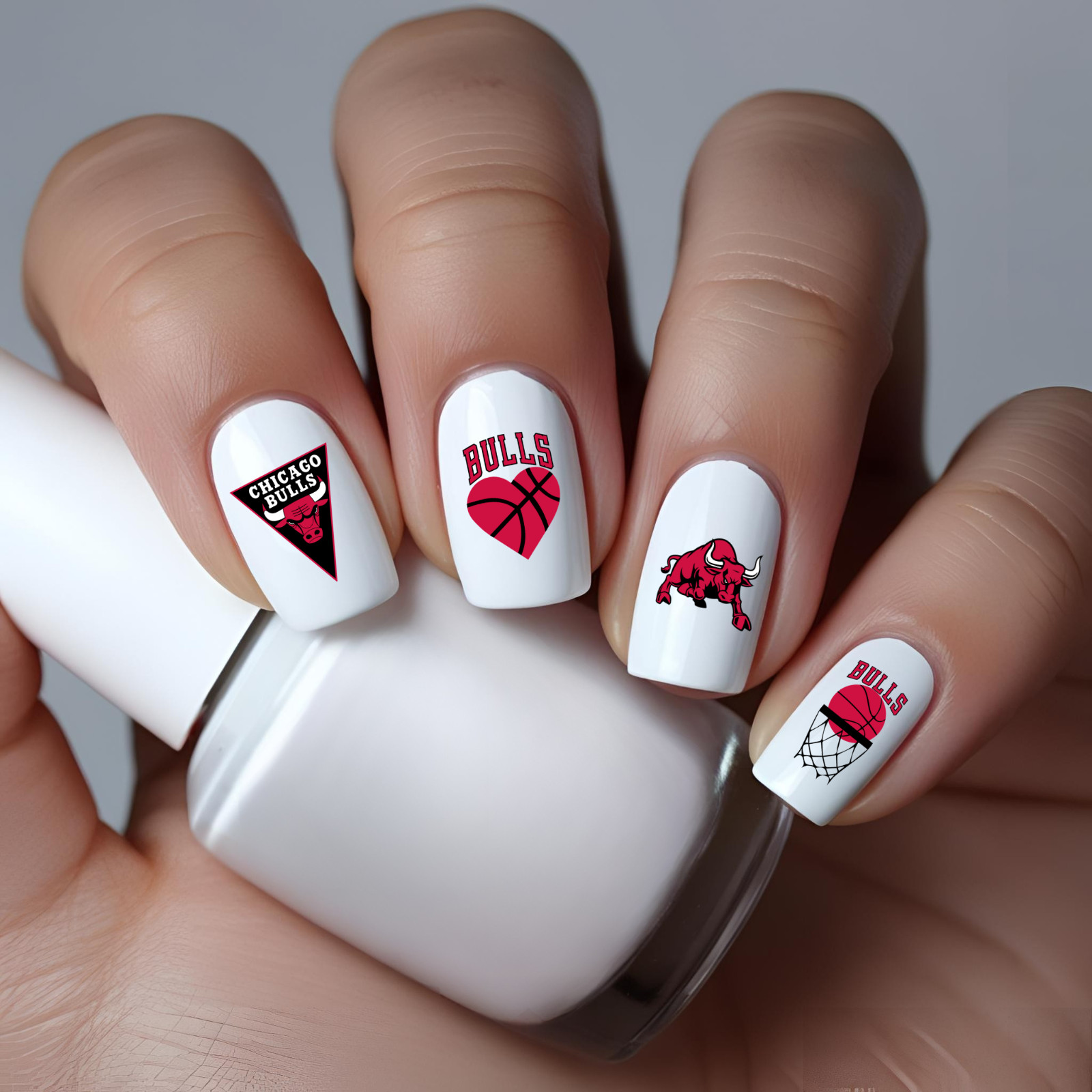 Chicago Bulls Basketball Nail Decals Water Transfer Nail Art BB-1003